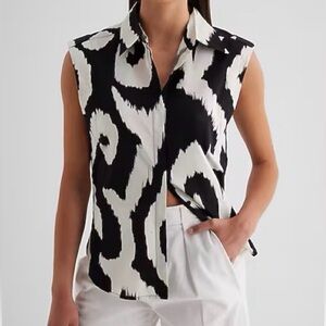 Express Monochrome Patterned Sleeveless Blouse